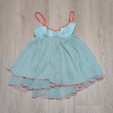 2009 Victoria's Secret Babydoll Women 36C Baby Blue Sheer Underwire Lingerie