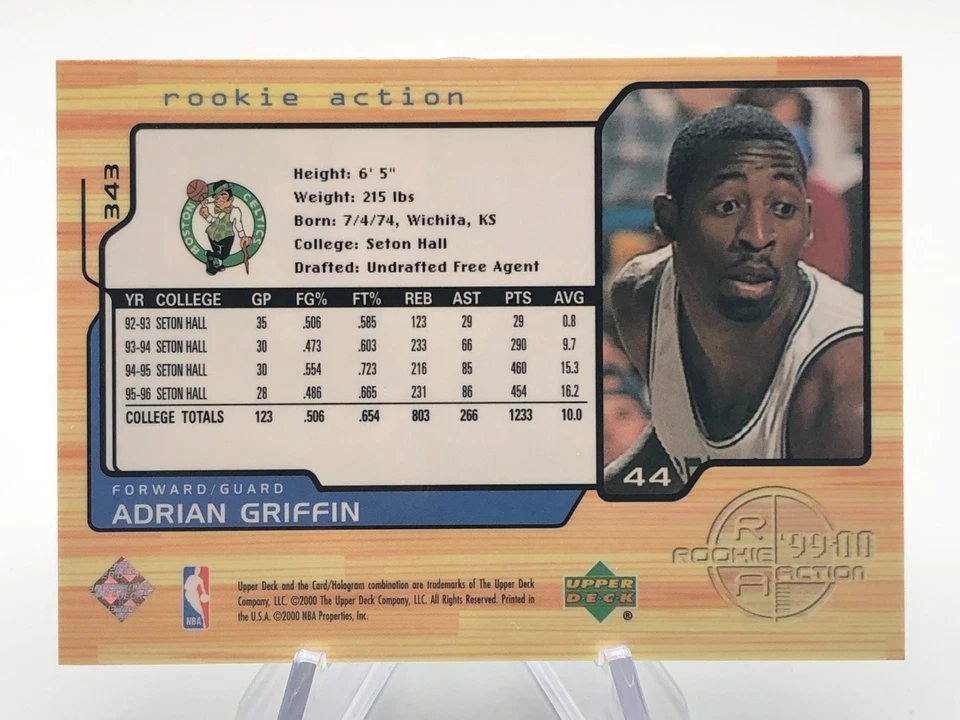 Adrian Griffin 1999-00 Upper Deck Rookie Action RC #343 Boston Celtics - Image 2 of 2