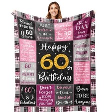 50x60 Inch 60th Birthday Blanket Women 60 Year Old Decorations Throw Idea