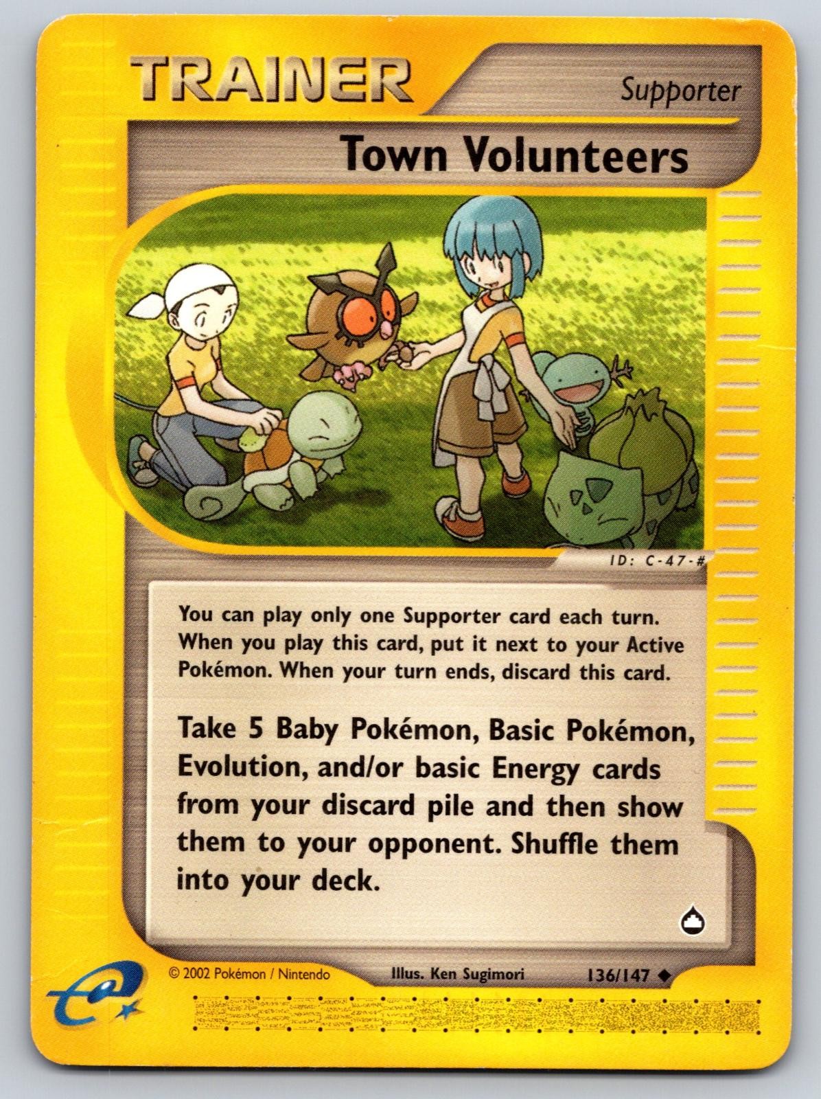 Town Volunteers 136/147 Uncommon Aquapolis Pokemon Moderately Played