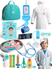 Doctor Kit for Kids Realistic, 36PCS Kids Doctor Kit Wooden, Doctor Pretend Play