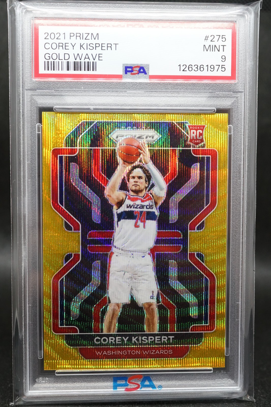 2021-22 Panini Prizm Gold Wave 1/10 Corey Kispert #275 Rookie PSA 9 Invest  RARE