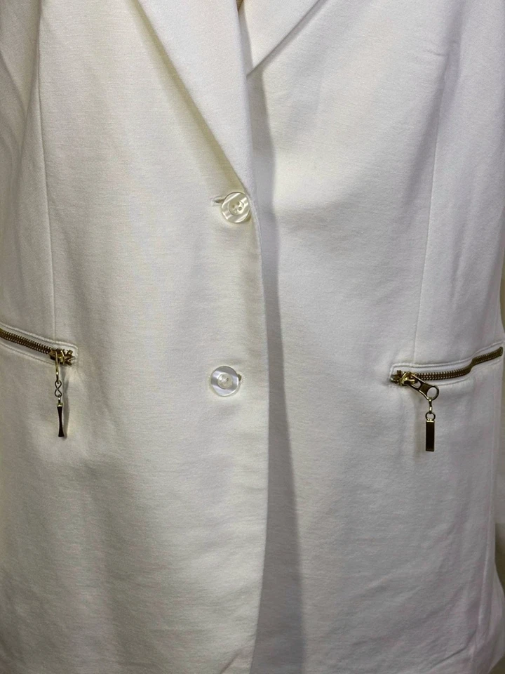 DG2 Diane Gilman Blazer женщин 1 X белый молнии карман вязаный открытый передняя куртка - Изображение 4 из 4