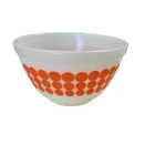 Vintage Pyrex 1.5 Pt Orange Polka Dot Mixing Nesting Bowl 401 USA Ovenware Retro