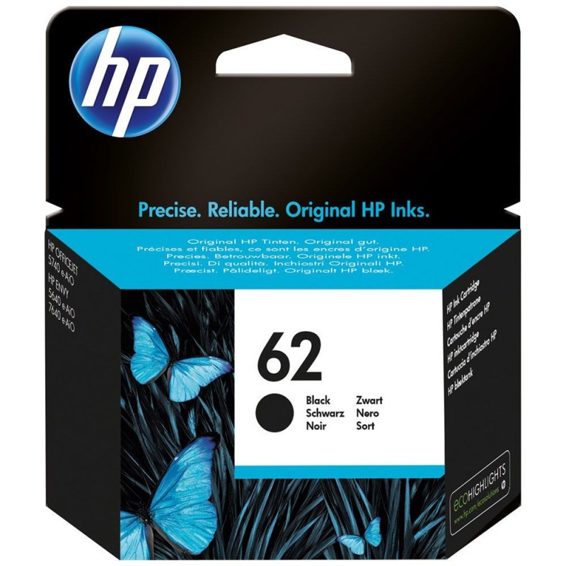 Cartouche HP 62 noir d'encre authentique pour imprimante jet d'encre