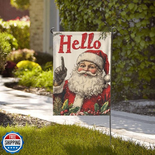 Santa Claus Garden Flag Vertical Double Sided Outdoor Yard Flags 12.5x18 Inch - Picture 4 of 5