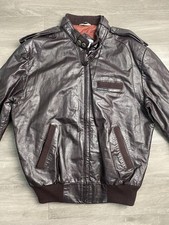 Vintage Members Only Brown Leather Cafe Racer Bomber Moto Jacket Size 42