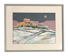 Dorothy Drum "Windless Night" Original Painting Taos Artist Southwest New Mexico