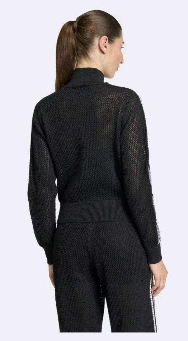Adidas KNITTED CROCHET FIREBIRD TRACK TOP Jacket Black xs New Nwt