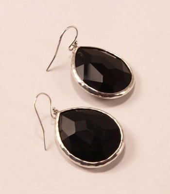 IPPOLITA GROSSE ROCK CANDY 925 STERLINGSILBER MIT SCHWARZER ONYX BIRNE OHRHÄNGER