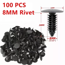 100X 8mm Bumper Clips Auto Car Hole Plastic Rivets Fastener Fender Push Pin For