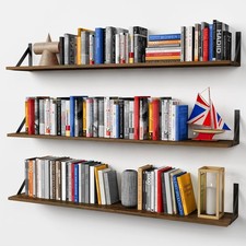 48 Inch Floating Shelves Wall Long Set of 3 Large Wooden Wall Bookshelf Bedroom