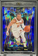 Jalen Brunson BLUE CRACKED ICE REFRACTOR CARD PANINI KNICKS