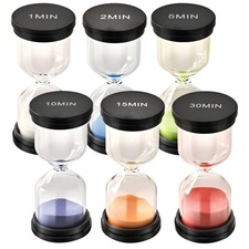 TeacherFav Sand Timer for Kids 6 Pack Colorful Hourglass 1min 2mins 5mins 10m...
