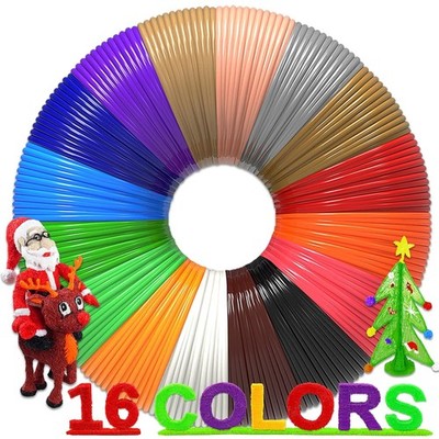 3D Druckstift Filament PLA 1,75mm, 16 Farben, 96m, E-Book Schablonen