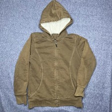 Kids L.L.Bean Fleece Lined Hooded Jacket Brown Zip Up Warm Outerwear Size M Read
