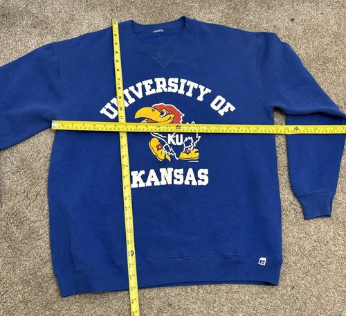 Vintage Kansas University Jayhawks Russell Athletic Sweatshirt Mens L Blue 90s - Picture 6 of 6
