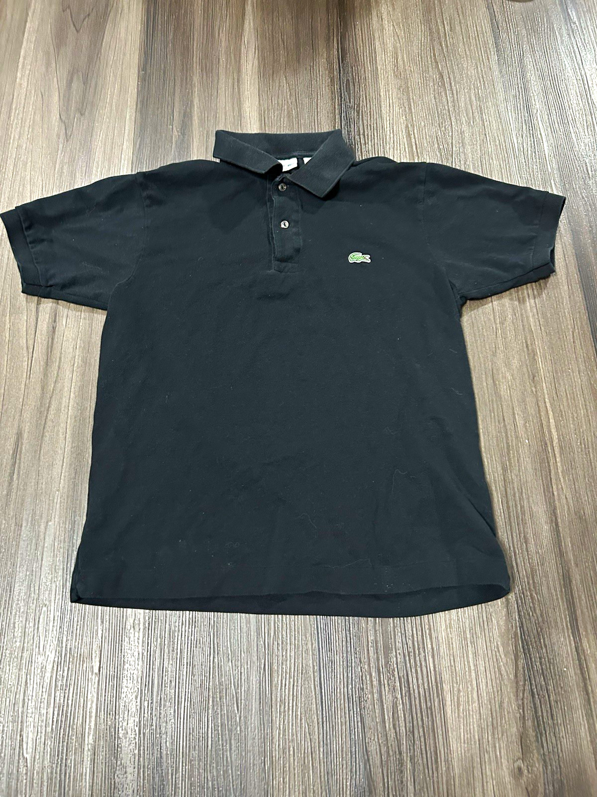 Lacoste Men's Black S Cotton Short Sleeve Collared Solid Logo Knit Polo