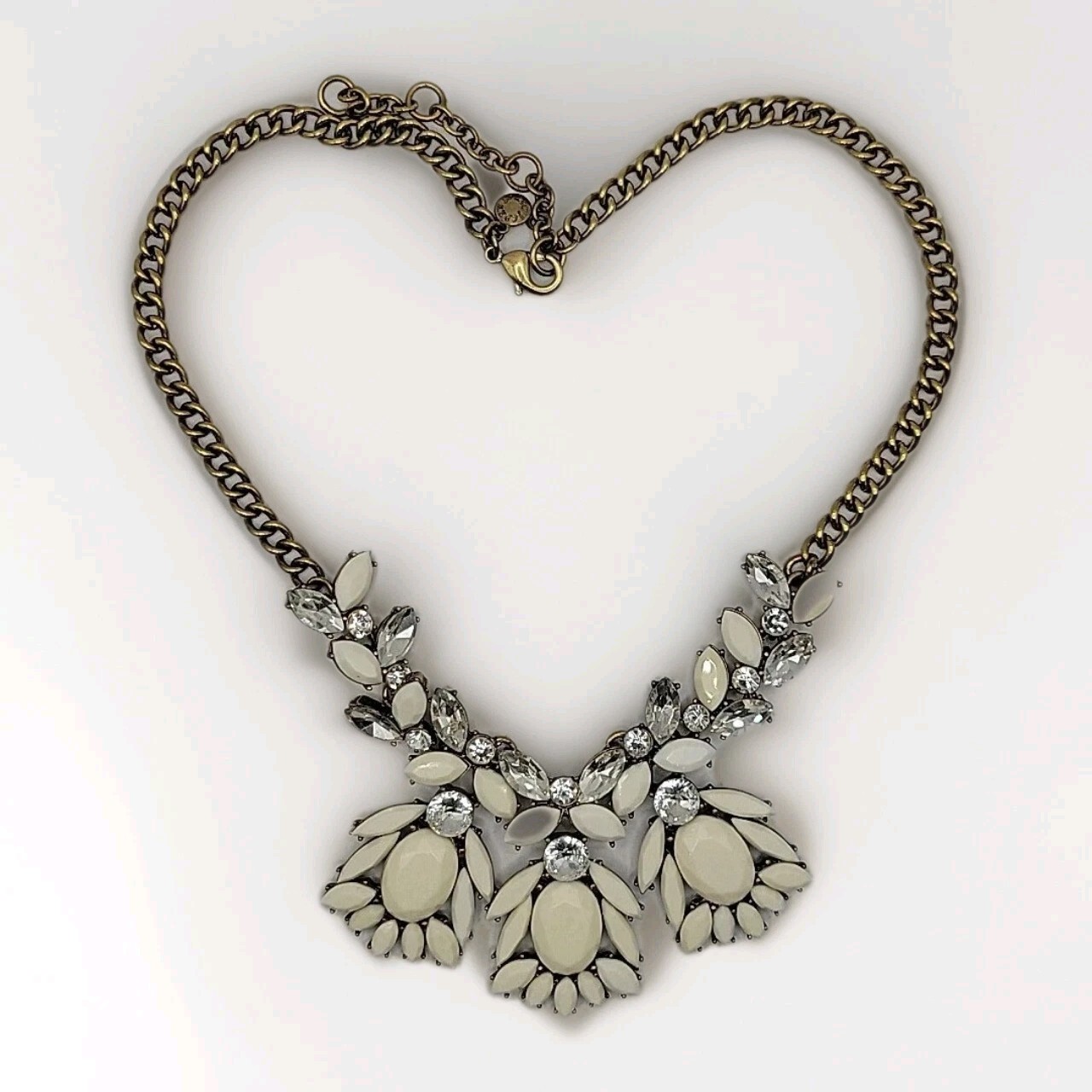 J Crew Statement Necklace Sparkly Rhinestone Crea… - image 1