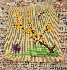 Vintage Needlepoint Canvas Preworked Bucilla Spring Tree Buds Bird Seasons