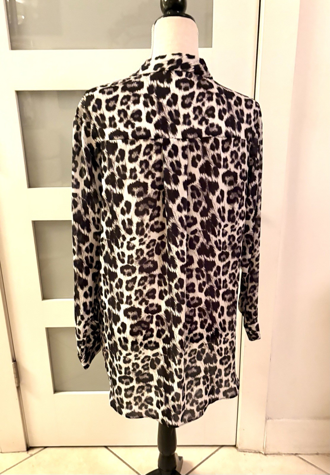 ZARA Leopard Print Collared Button Long Sleeve Bl… - image 4