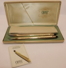 VINTAGE CROSS INK PEN AND PENCIL SET WITH CASE