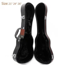 Glarry  26" Tenor Black Protable Leather Hard Shell Ukulele Case