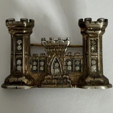 VINTAGE MARCEL BOUCHER STERLING SILVER VERMEIL RHINESTONE CASTLE BROOCH