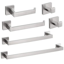 Stainless Steel Bathroom Hardware Set Towel Bar 20" 23.6" Brushed 6 PCS Kit