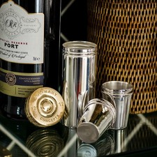 Set of Eight Stirrup Shot Cups & Cartridge Holder