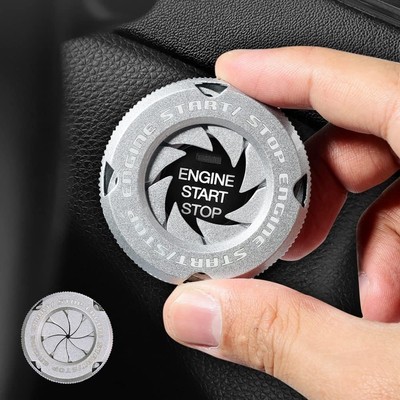 Push Start Stop Button Cover, Rotary Push Start Button Cover, One-Key Silver