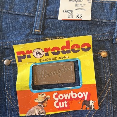Vtg Wrangler Pro Rodeo Blue Jeans 38x32  Original Cowboy Cut Pre Shrunk USA Made
