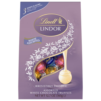 Lindt LINDOR Assorted White Chocolate Candy Truffles Bag   12.7oz
