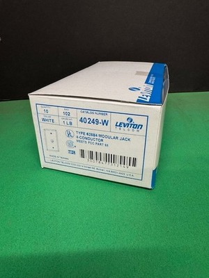 Leviton Telcom 40249-W Telephone Modular Wall Jack Type 625B4 White Box of 10