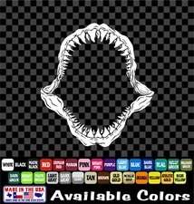 Shark Jaws Decal Skeleton Teeth Bone Sticker Bite Attack Open Horror Ocean Sea