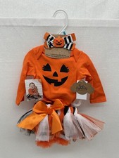 Baby Essentials Pumpkin Halloween Themed 4-Piece Set Girls Orange Blanket 6M