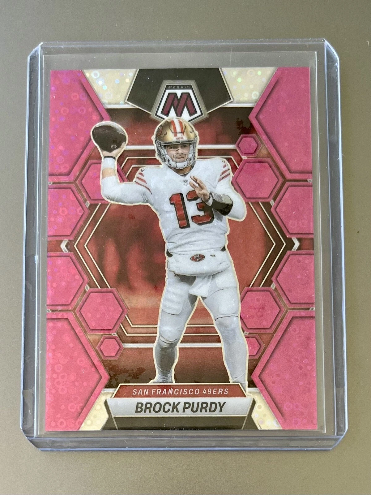 2023 Mosaic Brock Purdy No Huddle Pink Disco 19/20 #211 49ers 1/1