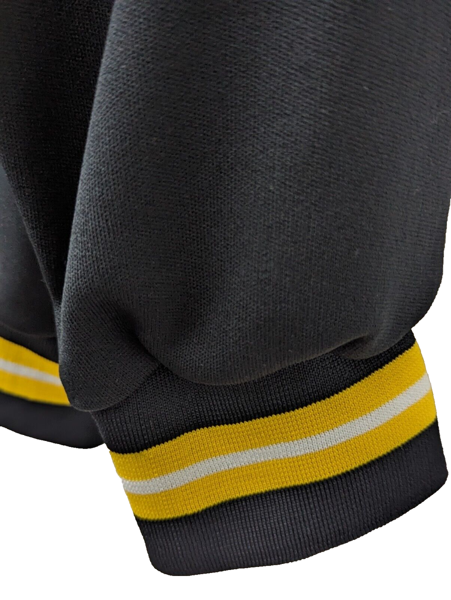 Vintage 90's TRACK Jacket XL Black Yellow Stripe Full Zip