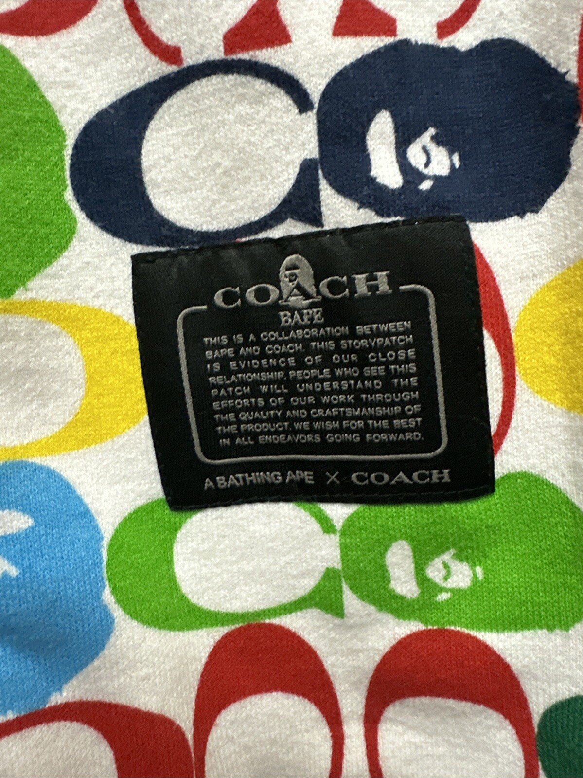 Coach x Bape Hoodie RARE multicolor: Pre owned Sz L Read Description image 6
