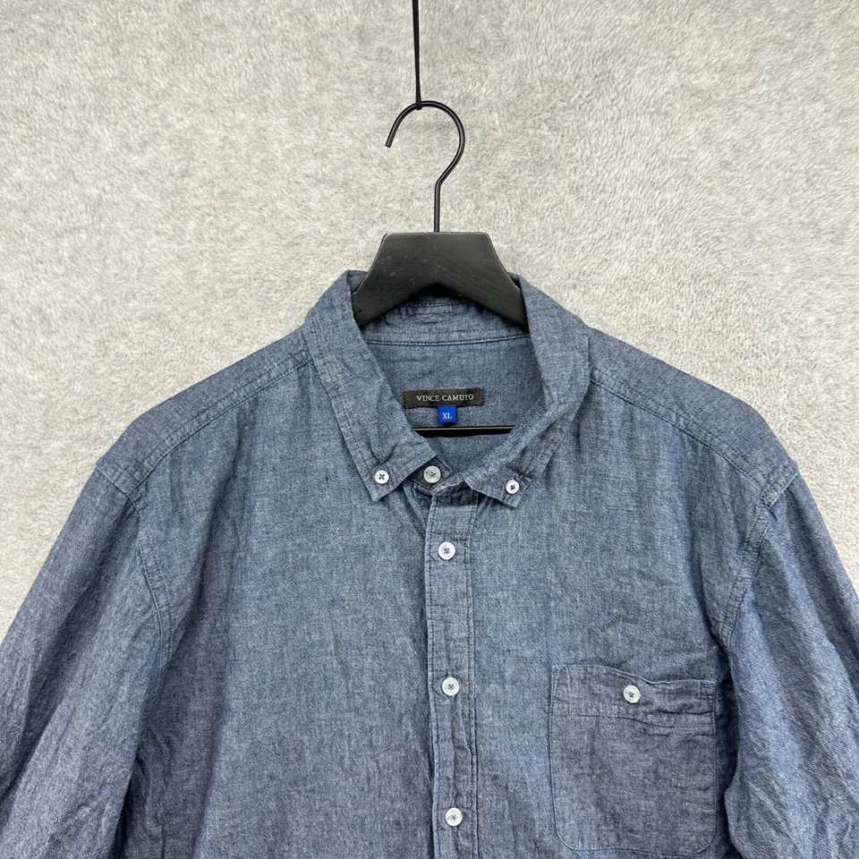 Camisa Vince Camuto Para Hombre Talla XL Azul Manga Larga Abotonada Algodón Vestido Informal Foto 4 de 4