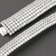 4 Row or 6 Row Bling Tennis Bracelet Chain Stainless Steel ANTI TARNISH for Men