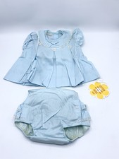 Vintage Baby Girl/Boy "Fawn" Top Bottom Short Set 6 to 12lbs Baby Blue White