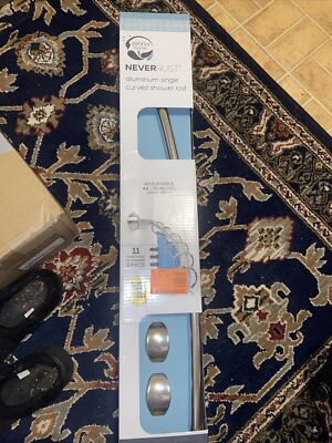 New Zenna Home Adjustable Curved Shower Rod, Brushed Nickel, Dual Mount