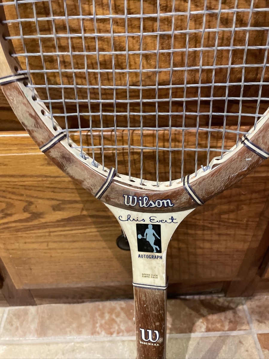 Chris Evert Autograph Speed Flex Fibre Face Wilson Old Wood Tennis