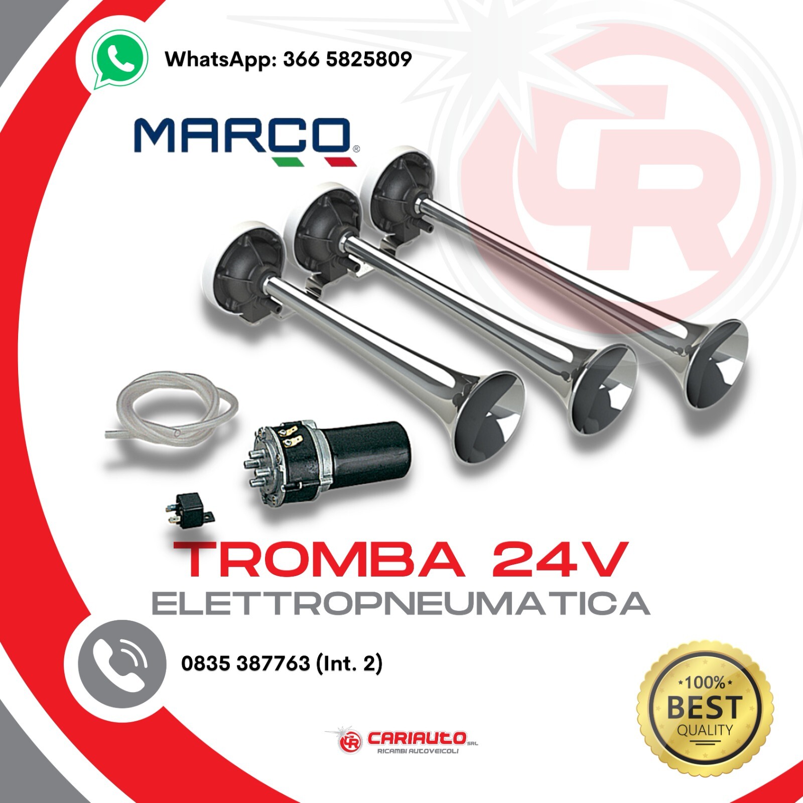 Kit Avvisatore Acustico 24v 3 Trombe Camion Metallo Cromato Professionale