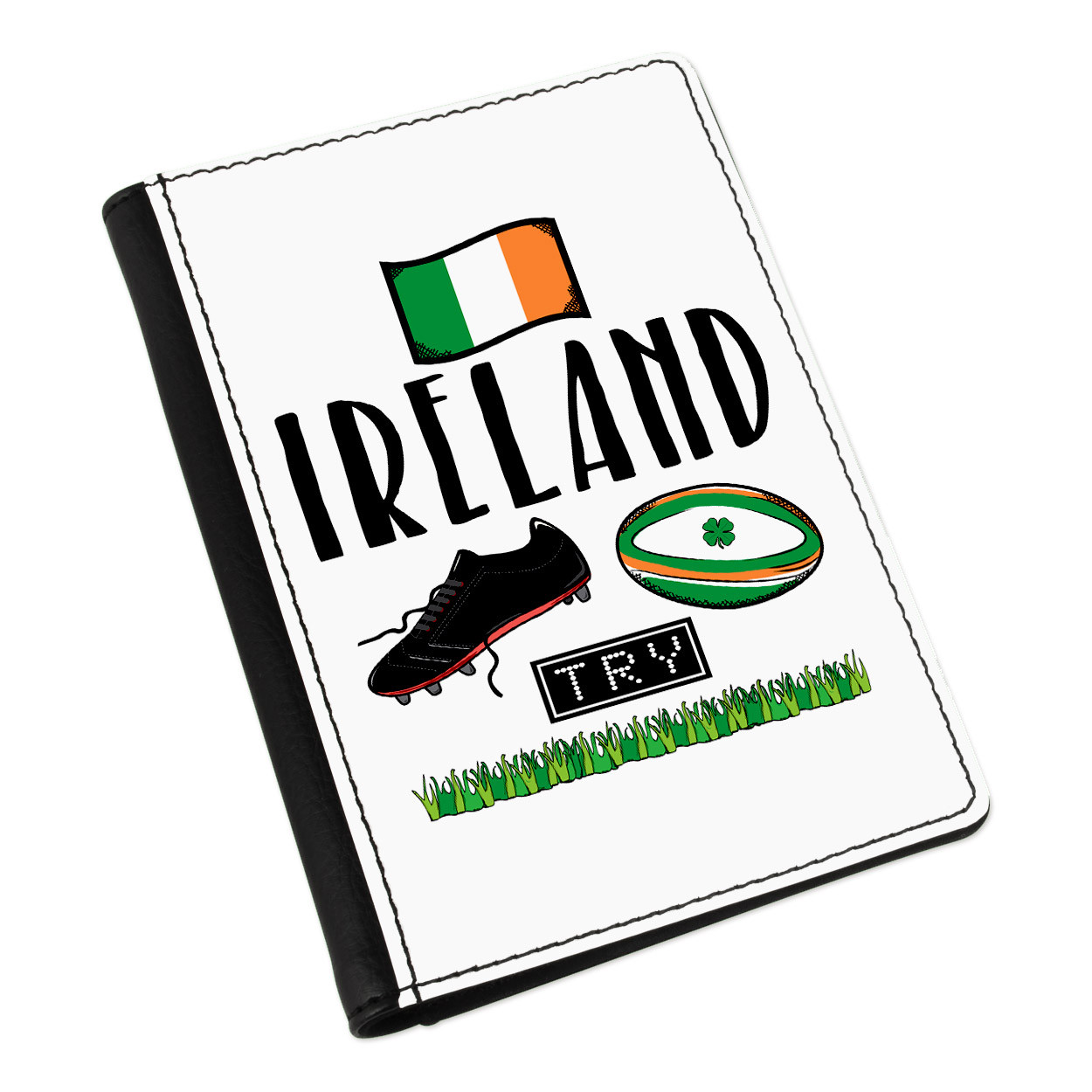 Rugby Ireland Passport Holder Cover Case Wallet - Funny Union Shamrock Flag