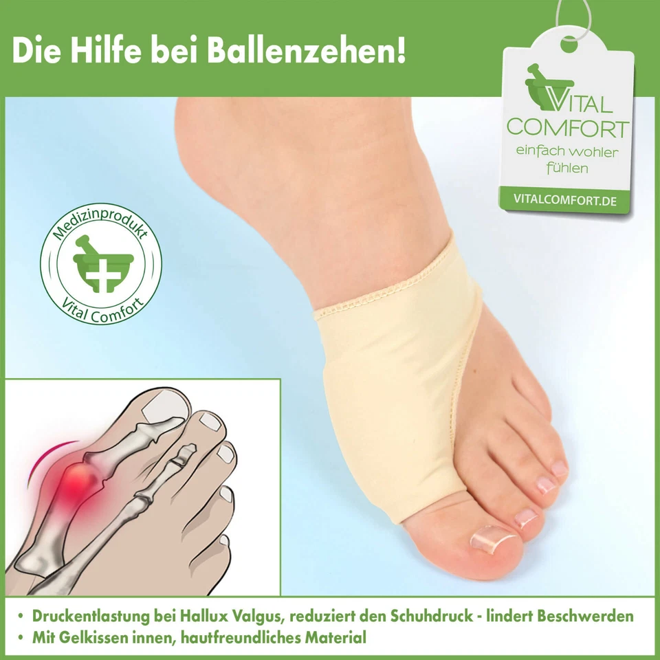 2 x Hallux Valgus Schutz Bandage Zehenschutz Korrektur Gelkissen Fußbandage SM - Bild 1 von 2