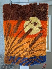 vintage 70s Latch Hook wall hanging tapestry