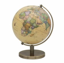 CONTEMPORARY VINTAGE STYLE MEDIUM GLOBE ON METAL BASE ATLAS TABLE DESK ORNAMENT