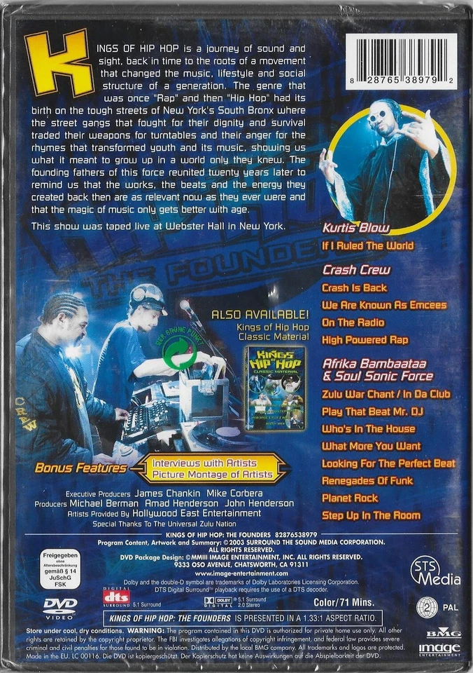 KINGS OF HIP HOP - The Founders - DVD PAL Region 2 Afrika Bambaataa Crash Crew - Image 2 of 2